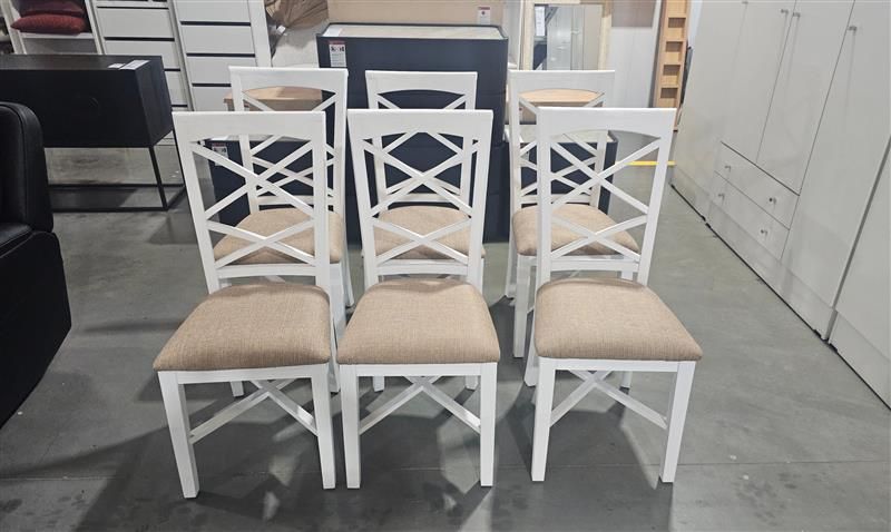 Clearance - 6 x Paris Timber White Beige - Fabric Seat