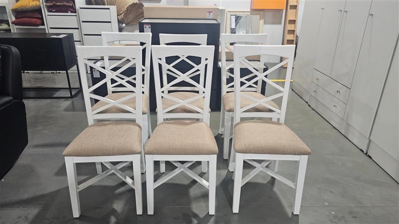 Clearance - 6 x Paris Timber White Beige - Fabric Seat