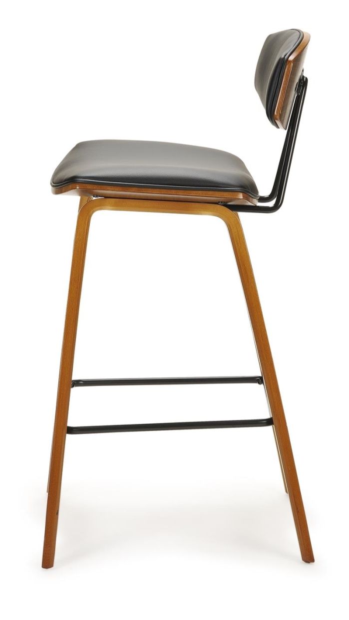 Jaxon bar Stool - Black PU - Brushed Glaze Timber