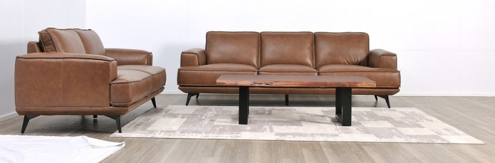 Jersey 2.5 + 3.5 Seater Sofa Suite - Vintage Chocolate Leather