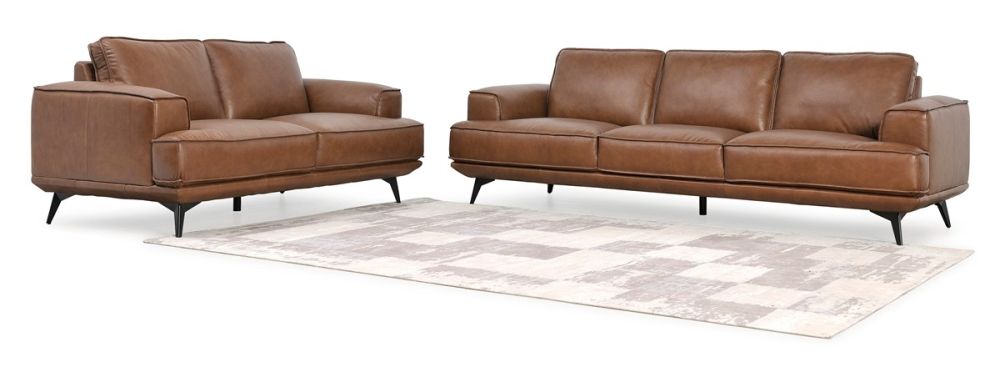 Jersey 2.5 + 3.5 Seater Sofa Suite - Vintage Chocolate Leather
