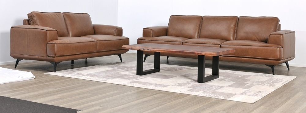 Jersey 2.5 + 3.5 Seater Sofa Suite - Vintage Chocolate Leather