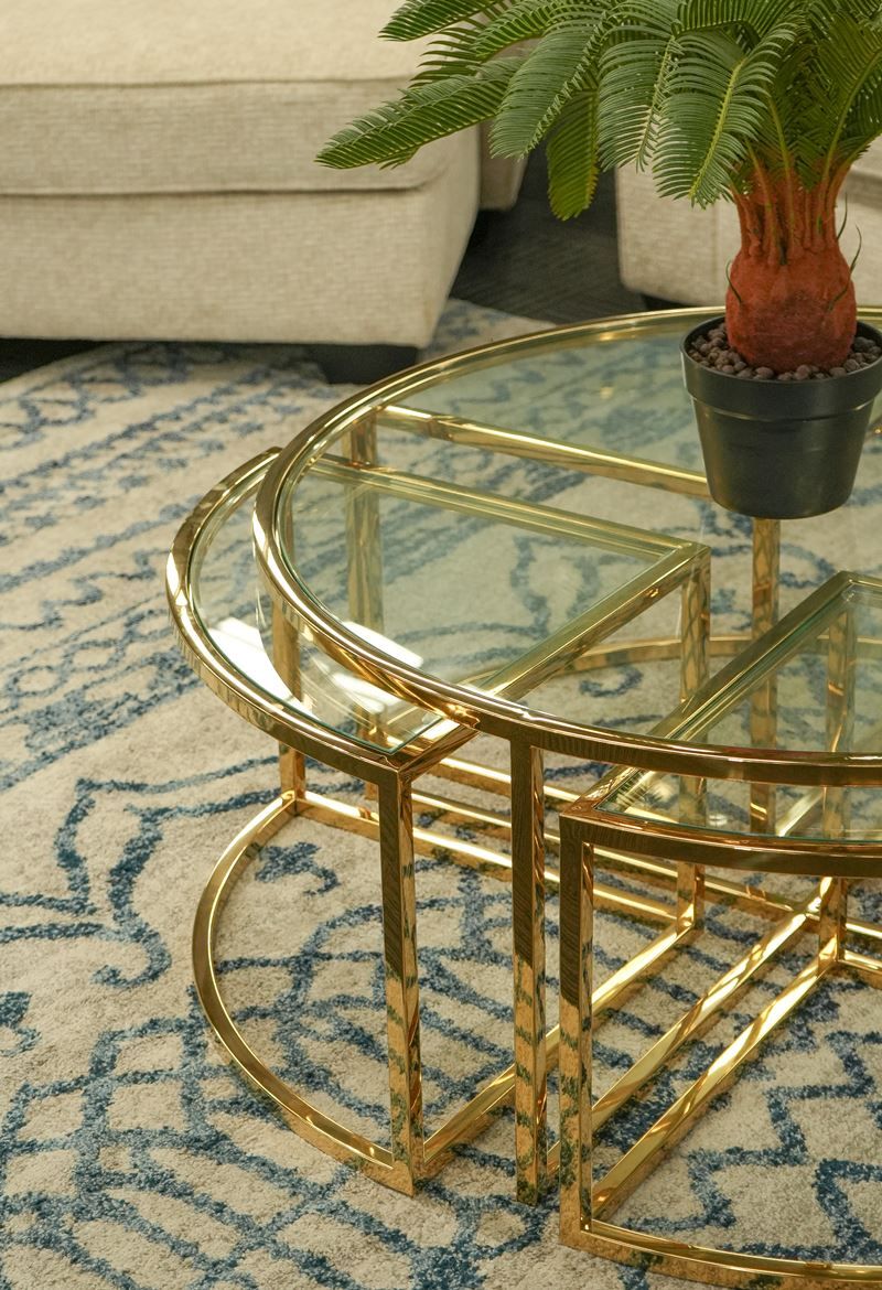Kingsley Round Nest Of Tables - Gold
