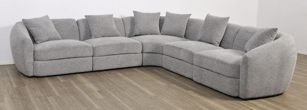 Leo 5 Seater Corner Lounge Suite - Grey