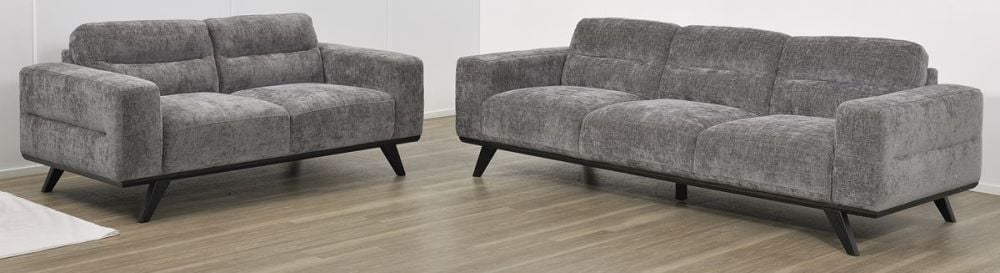 Matera 3 + 2 Seater Sofa Suite - Caviar Fabric - Ebony Leg