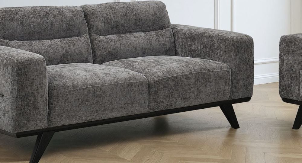Matera 3 + 2 Seater Sofa Suite - Caviar Fabric - Ebony Leg