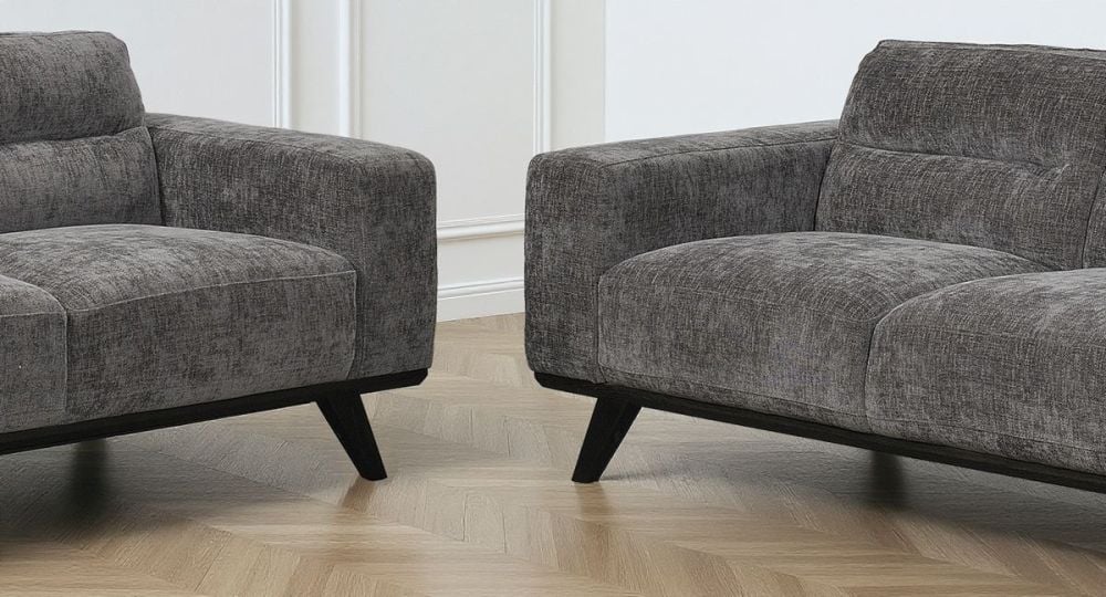 Matera 3 + 2 Seater Sofa Suite - Caviar Fabric - Ebony Leg