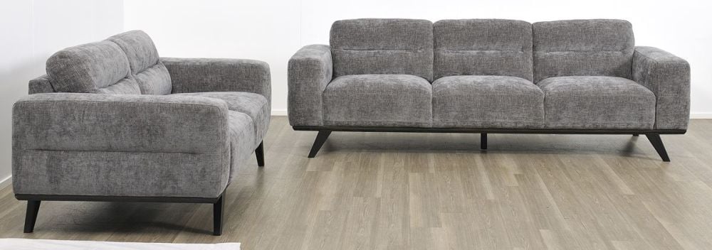Matera 3 Seater Sofa - Caviar Fabric - Ebony Leg
