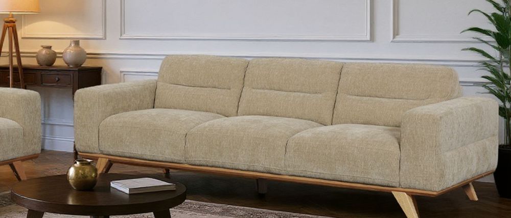 Matera 3 + 2 Seater Sofa Suite - Cobblestone Fabric - Natural Oak Leg