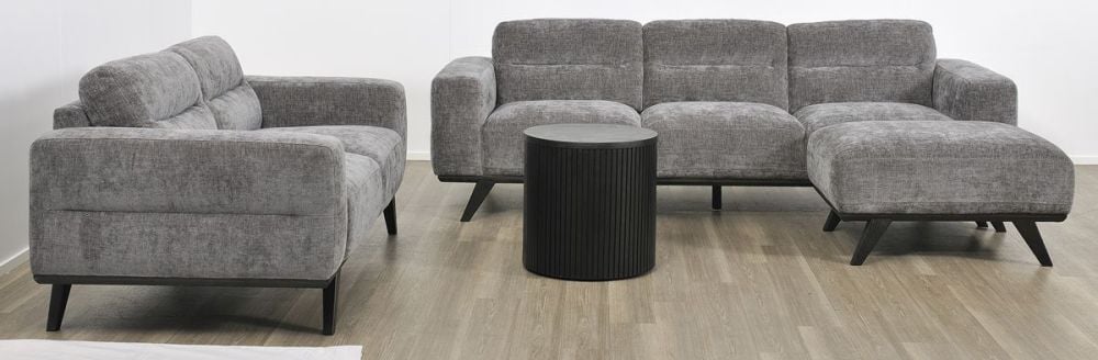 Matera Ottoman - Caviar Fabric - Ebony Leg