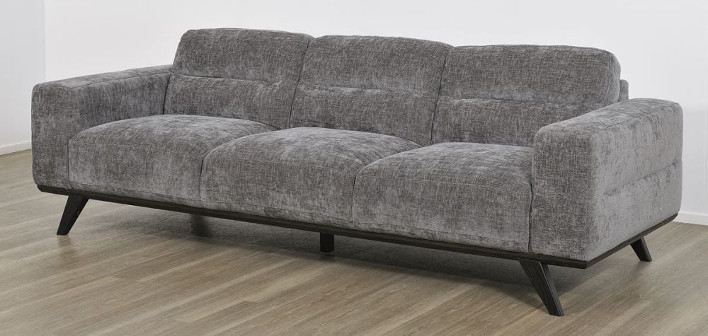 Matera 3 Seater Sofa - Caviar Fabric - Ebony Leg