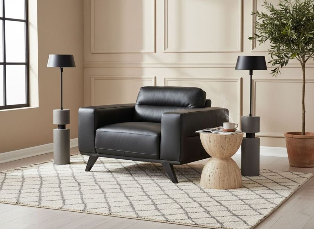 Matera Armchair - Black Leather