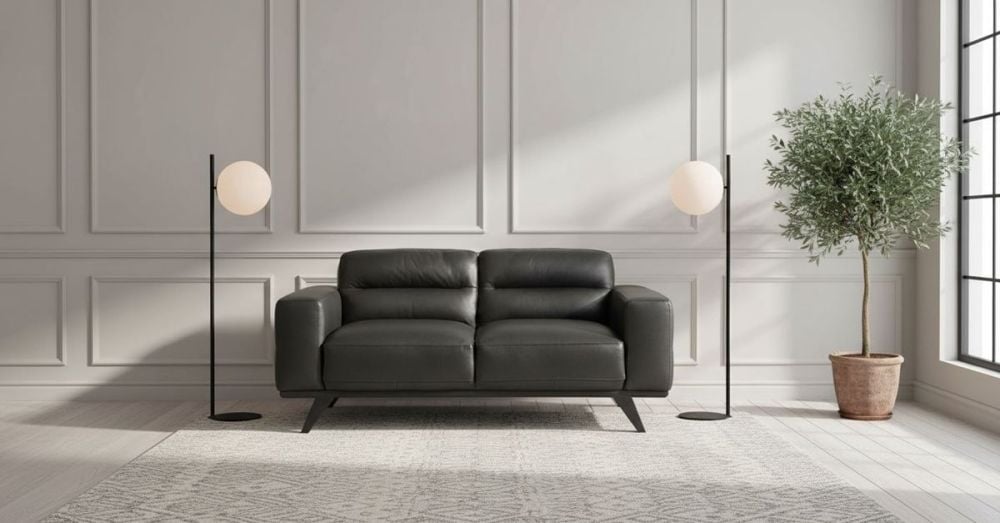 Matera 2 Seater Sofa - Black Leather