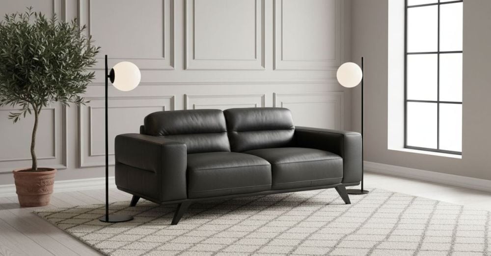 Matera 2 Seater Sofa - Black Leather