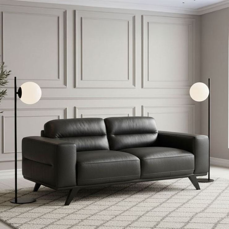 Matera 3 + 2 Seater Sofa Suite - Black Leather