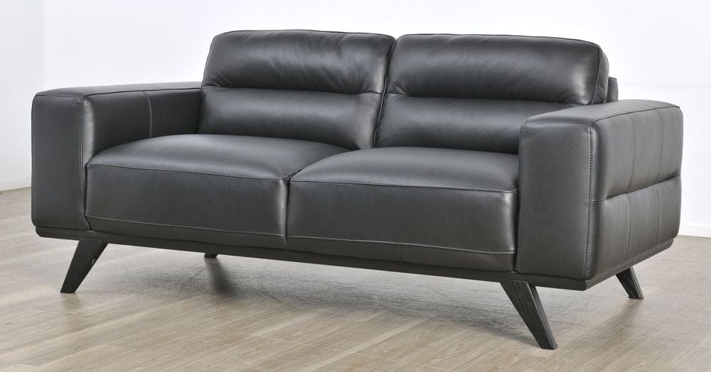Matera 2 Seater Sofa - Black Leather