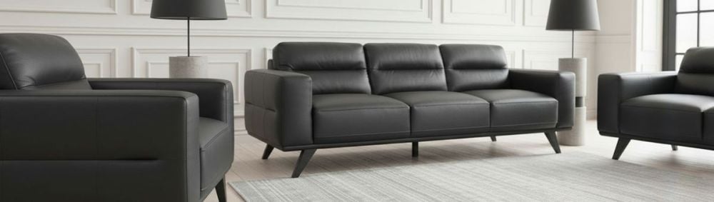 Matera 3 + 2 Seater Sofa Suite - Black Leather