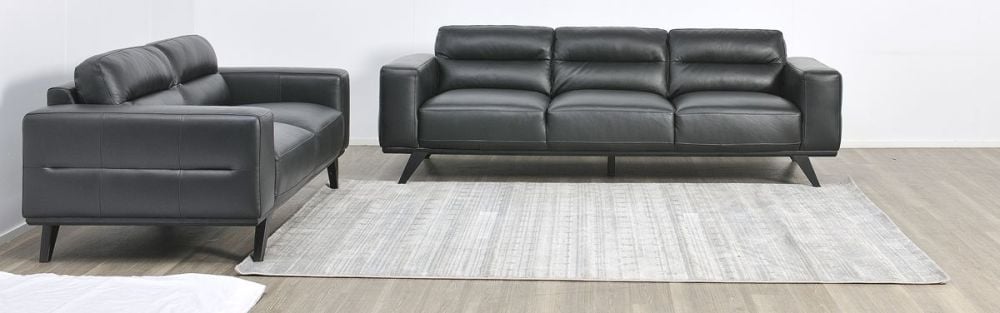 Matera 3 + 2 Seater Sofa Suite - Black Leather