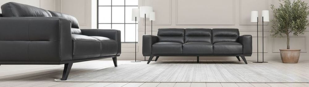 Matera 3 + 2 Seater Sofa Suite - Black Leather