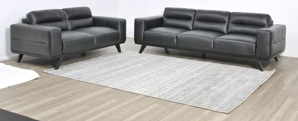 Matera 3 + 2 Seater Sofa Suite - Black Leather