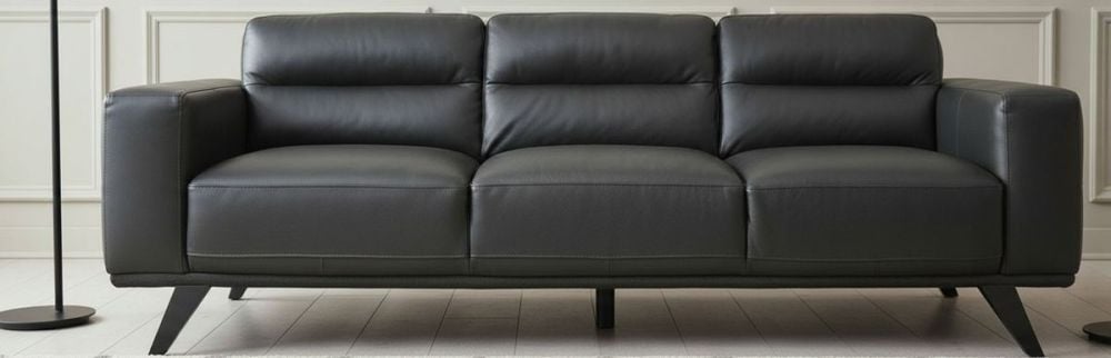 Matera 3 Seater Sofa - Black Leather