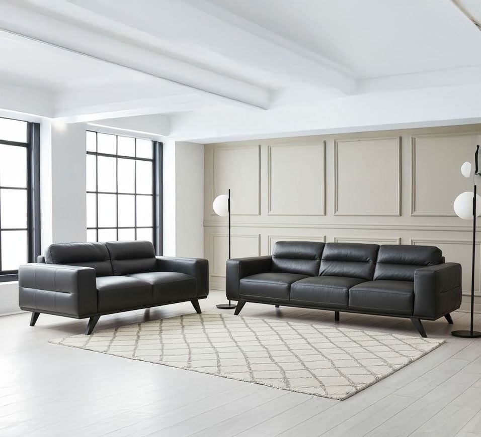 Matera 3 Seater Sofa - Black Leather