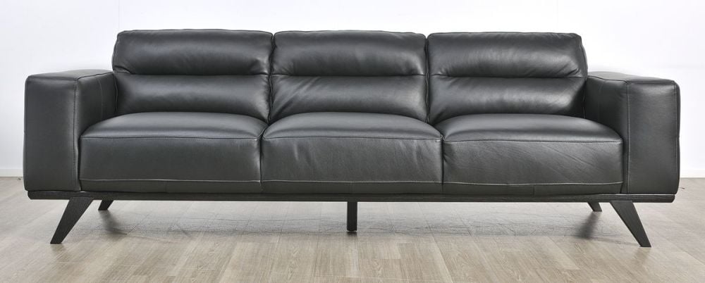 Matera 3 Seater Sofa - Black Leather