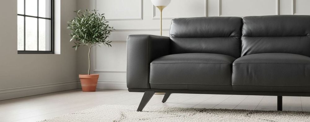 Matera 3 Seater Sofa - Black Leather