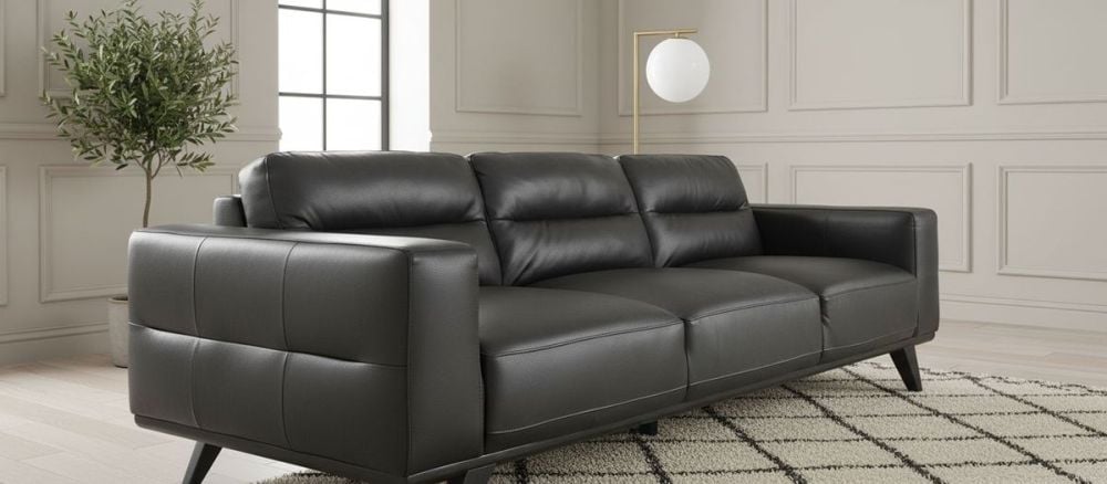 Matera 3 Seater Sofa - Black Leather
