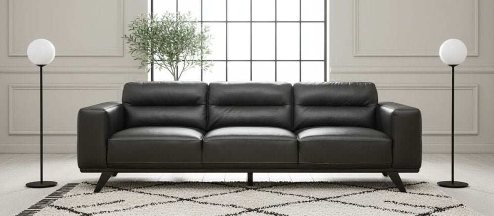 Matera 3 + 2 Seater Sofa Suite - Black Leather