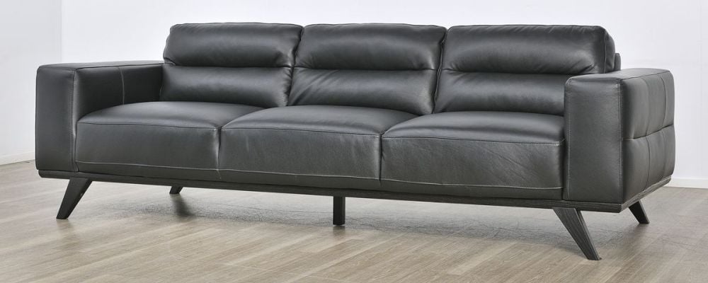 Matera 3 Seater Sofa - Black Leather