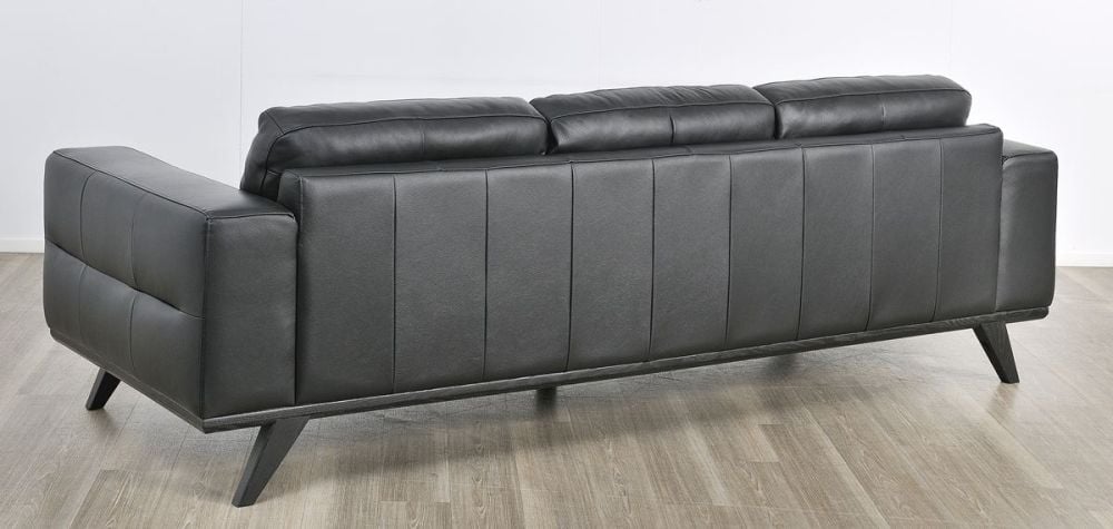 Matera 3 Seater Sofa - Black Leather