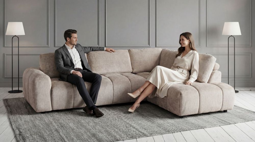 Monaco Chaise + Ottoman - Taupe