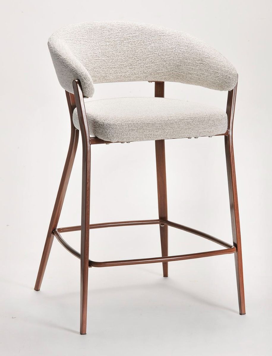 Monza Bar Stool - Linen & Walnut