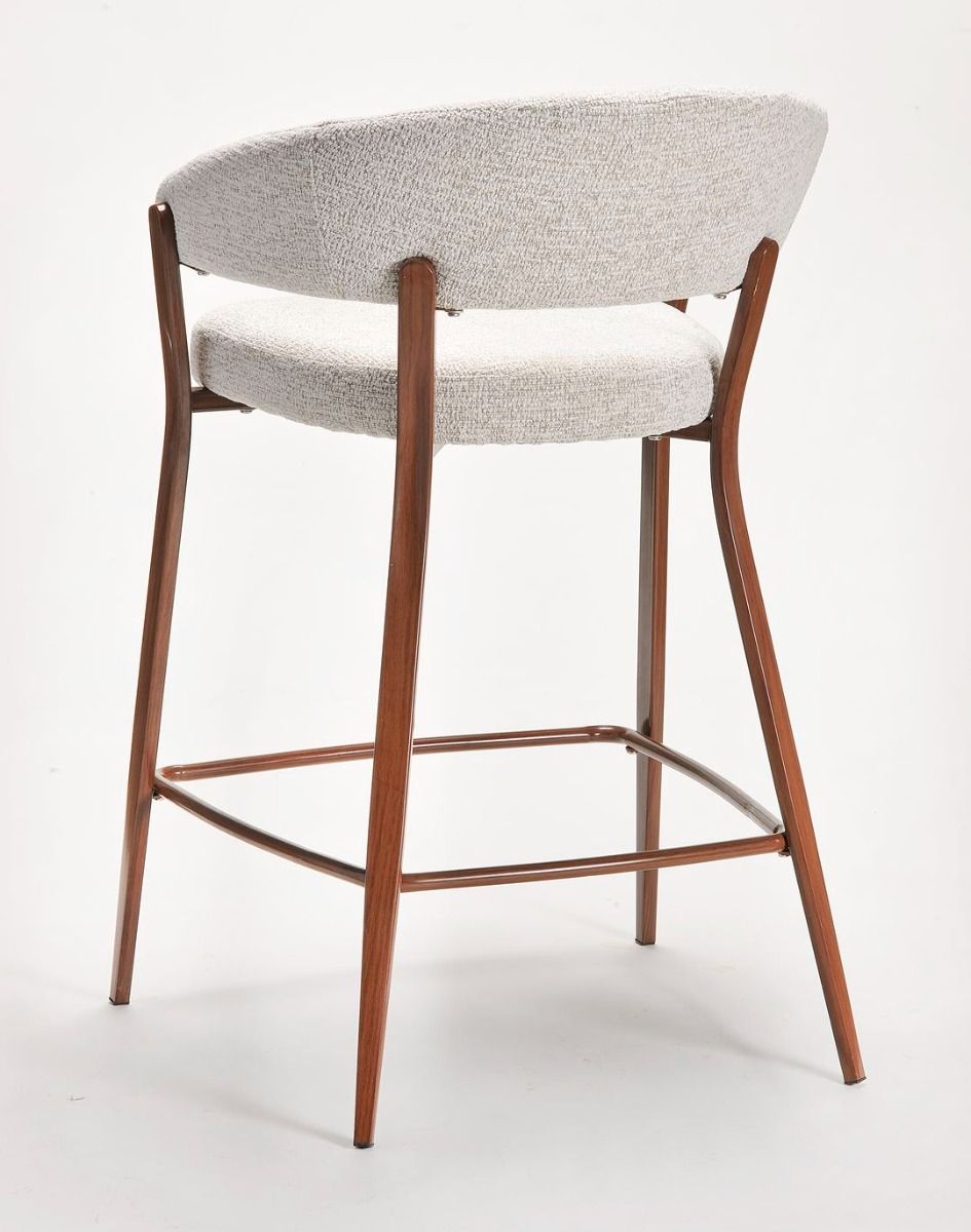 Monza Bar Stool - Linen & Walnut