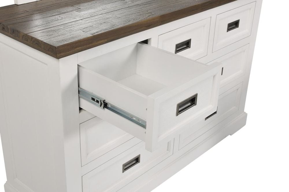 Paris 5 Piece Queen Bedroom Suite With Dressing Table & Mirror - Provincial Two Tone