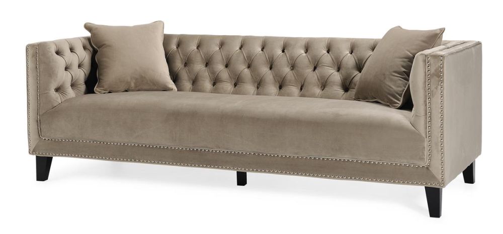 Peyton 3 Seater Sofa - Beige Velvet