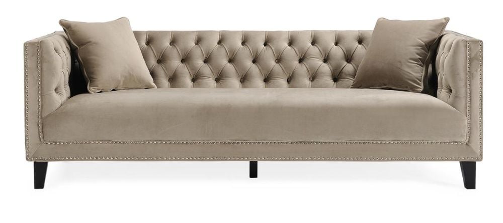 Peyton 3 + 2 Seater Sofa Suite - Beige Velvet