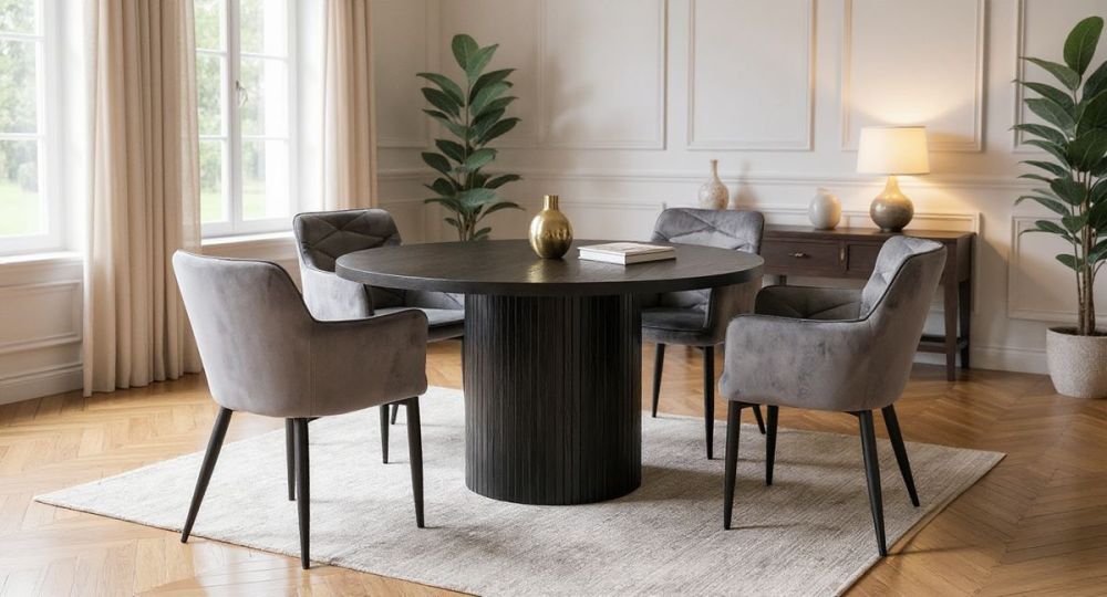 Ripple 1400 Round Dining Table - Black