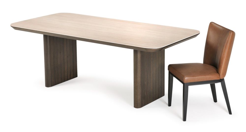 Riviera 2100 Dining Table + 6 Chocolate Berlin Chairs - Vintage Brown