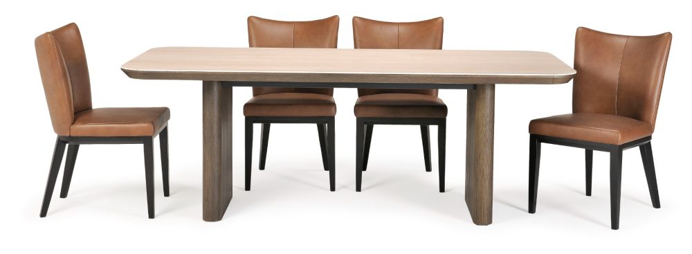 Riviera 2100 Dining Table + 6 Chocolate Berlin Chairs - Vintage Brown