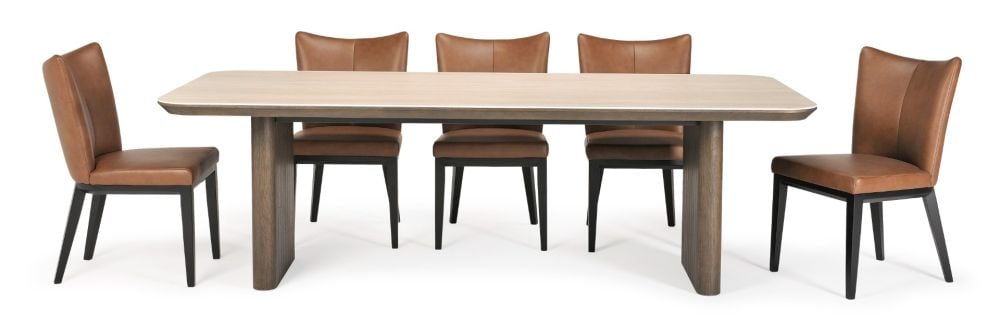 Riviera 2400 Dining Table + 8 Chocolate Berlin Chairs - Vintage Brown