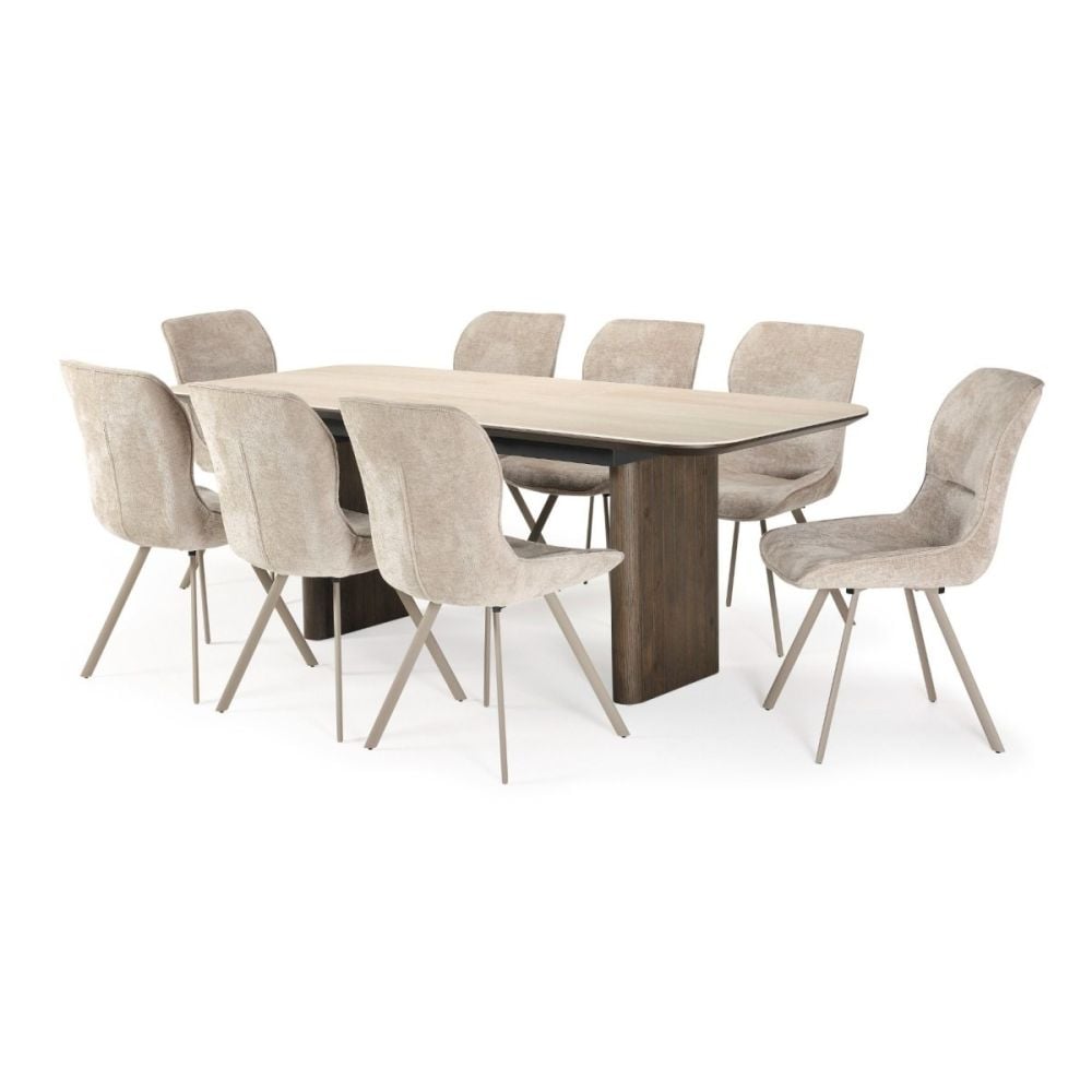 Riviera 1600-2000 Extension Table + 8 Grey Polly Chairs