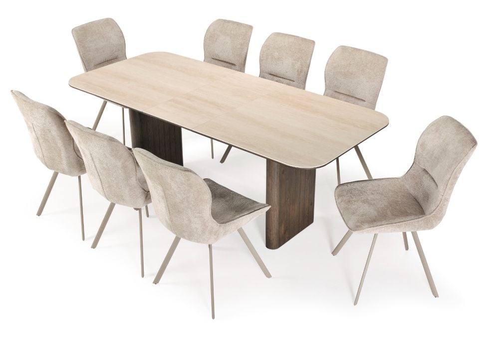 Riviera 1600-2000 Extension Table + 8 Grey Polly Chairs