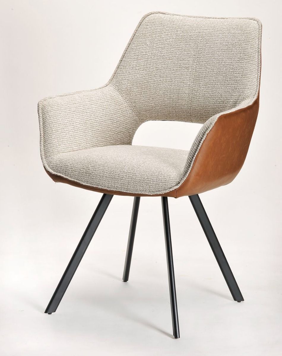 Samson Dining Chair - Linen & Vintage Brown