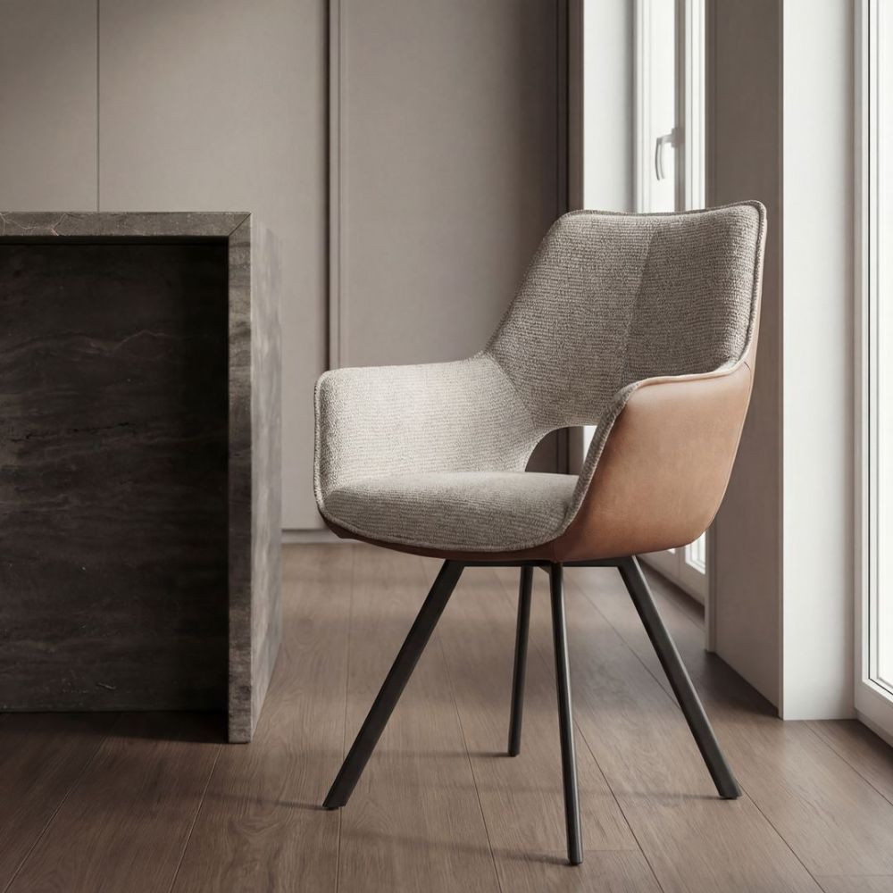 Samson Dining Chair - Linen & Vintage Brown