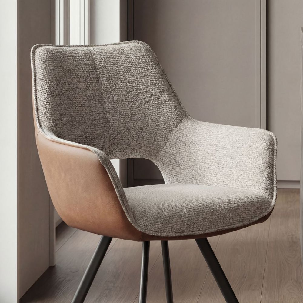 Samson Dining Chair - Linen & Vintage Brown