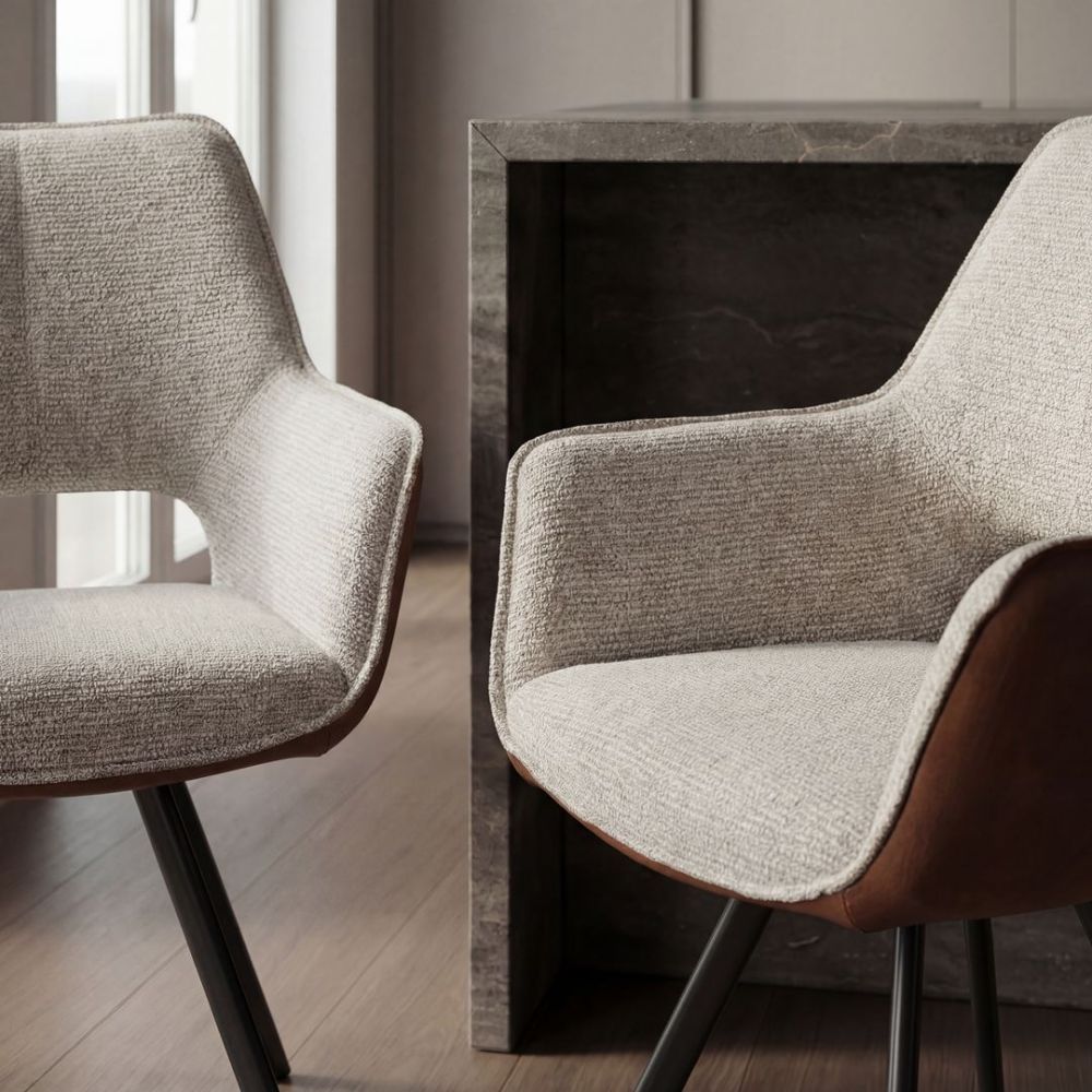 Samson Dining Chair - Linen & Vintage Brown