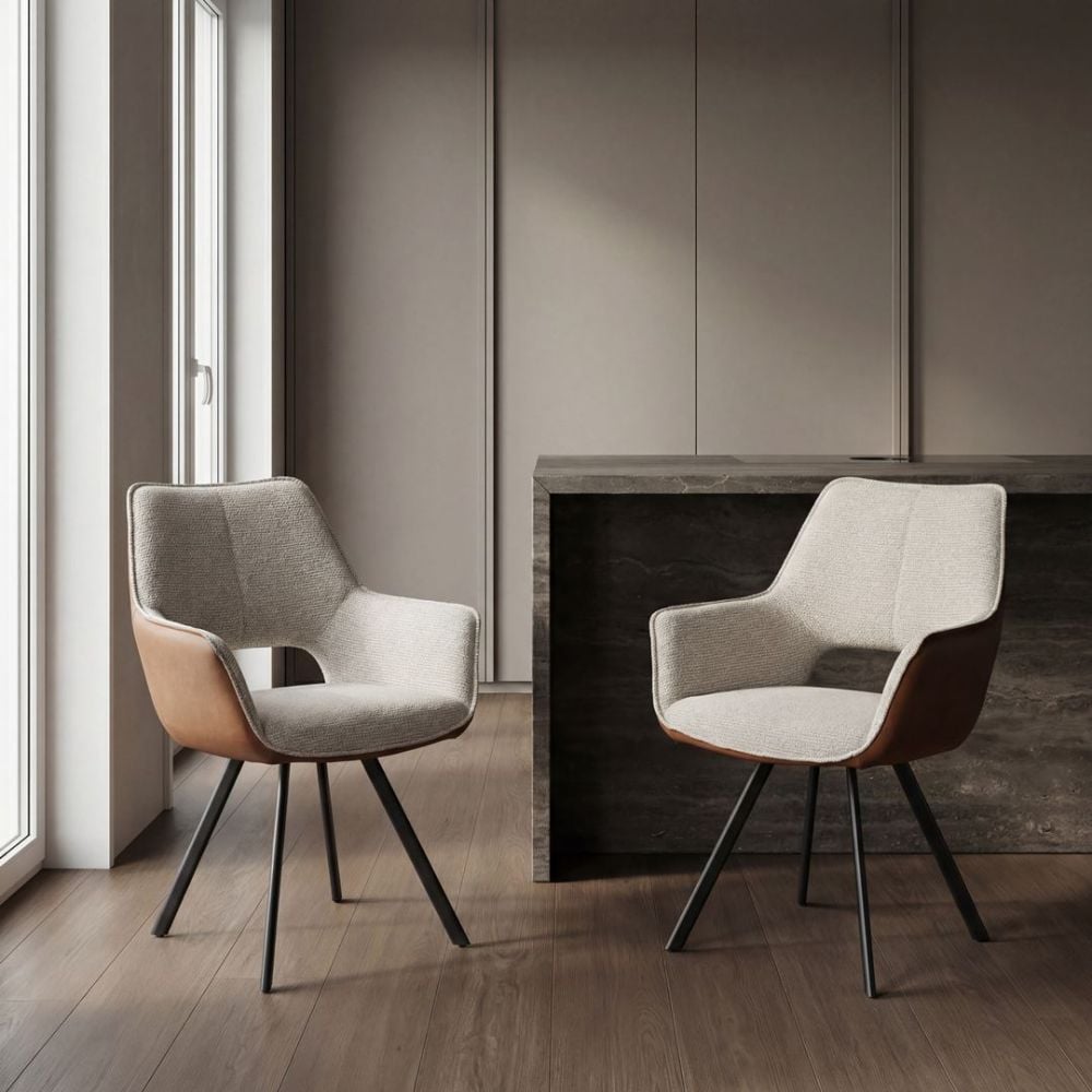 Samson Dining Chair - Linen & Vintage Brown