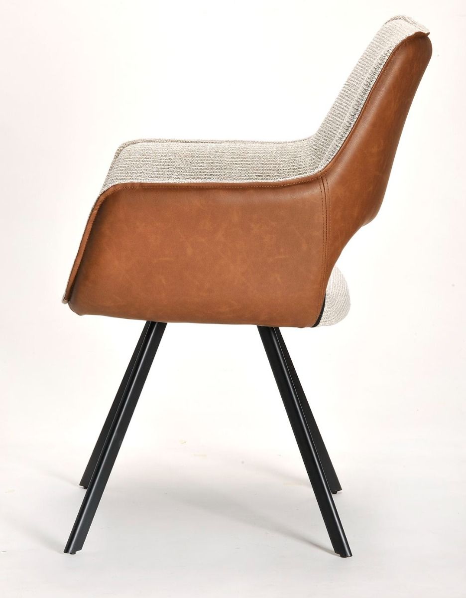 Samson Dining Chair - Linen & Vintage Brown